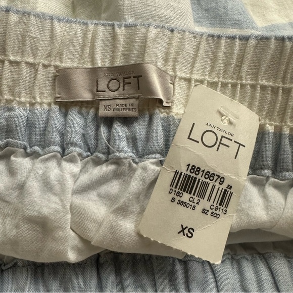 NWT Ann Taylor Loft Skirt Size XS Blue White Striped Linen Blend w/ Pockets - Picture 4 of 5
